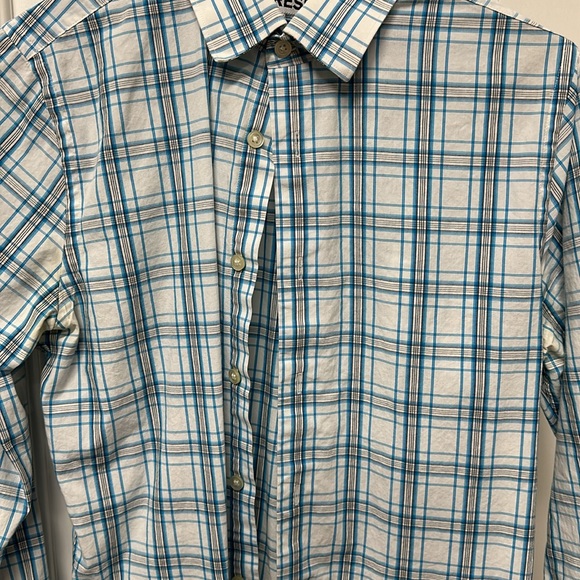 Express Plaid Blue Button Up - Picture 2 of 6